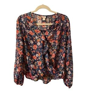 MOSSIMO FLORAL WRAP BLOUSE